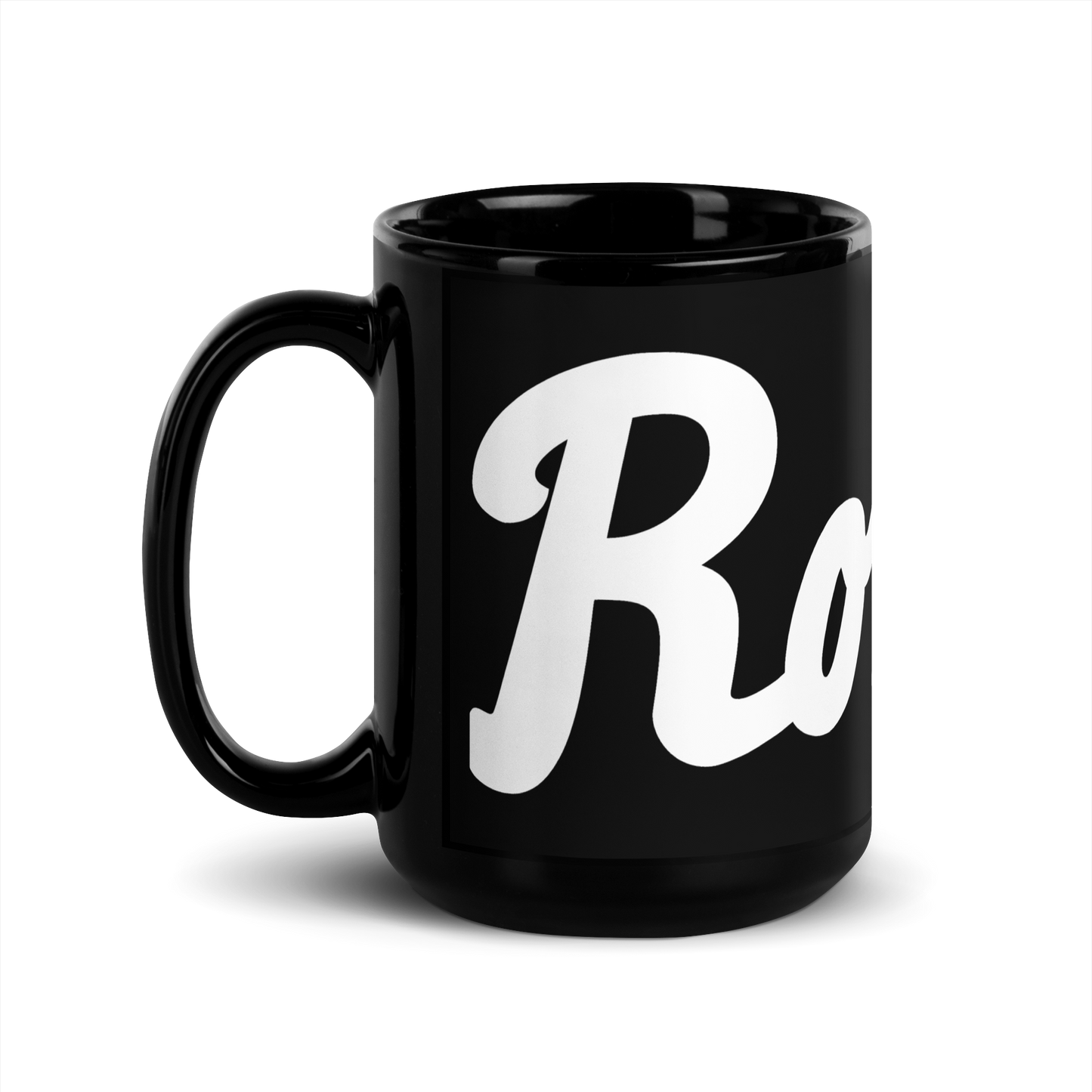 schwarze Tasse - Romans Schriftzug